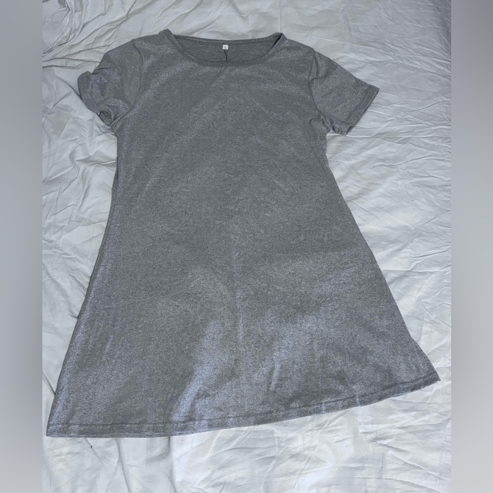 Gray Short Sleeve T-Shirt Dress